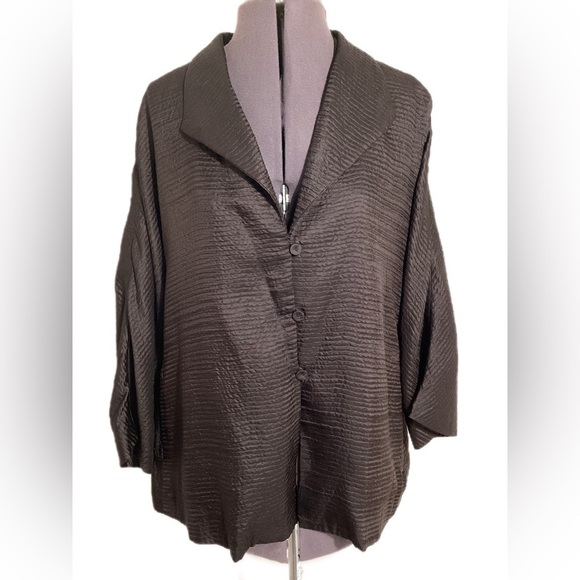 Eileen Fisher Jackets & Blazers - Eileen Fisher Silk Wool Crinkle Jacket Large